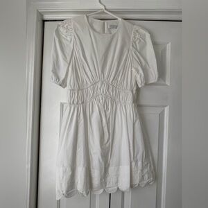 English Factory White Scalloped Poplin Mini Dress